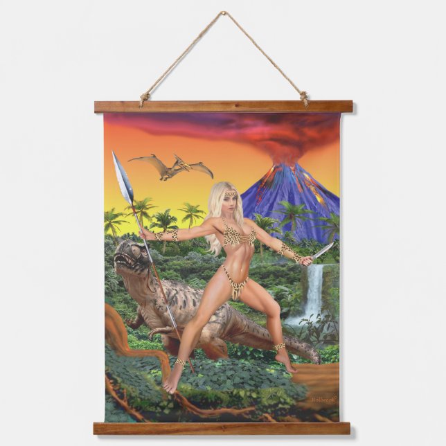 DER JURASISCHE JUNGLE WANDTEPPICH MIT HOLZRAHMEN (Vorderseite)