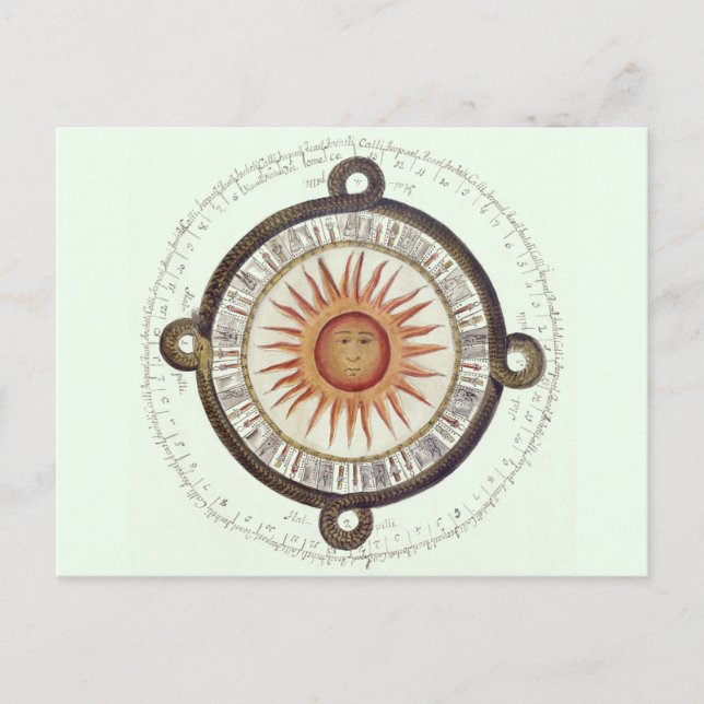 Der Kalender der alten Azteken-Sonnensteine Postkarte (Vorderseite)