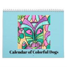 Der Kalender der farbenfrohen Hunde
