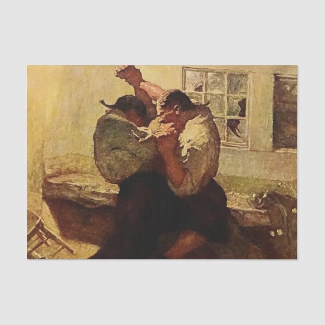"Der Kampf in der Hütte" von NC Wyeth Seidenpapier (Vorderseite)