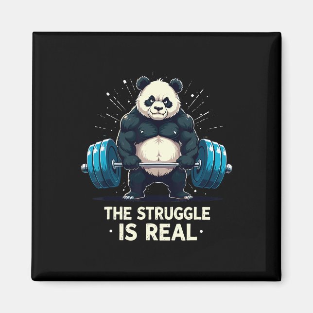 Der Kampf ist ein echtes Funny Gym Panda Workout M Magnet (Vorne)