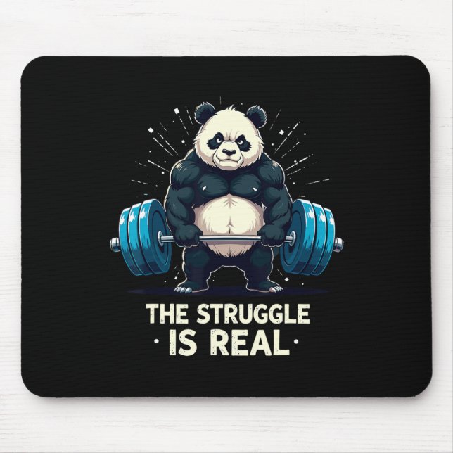 Der Kampf ist ein echtes Funny Gym Panda Workout M Mousepad (Vorne)