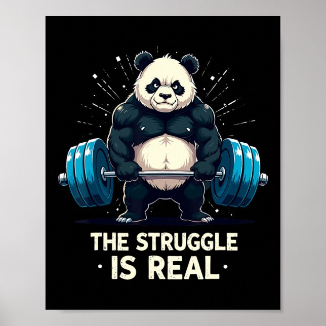 Der Kampf ist ein echtes Funny Gym Panda Workout M Poster (Vorne)