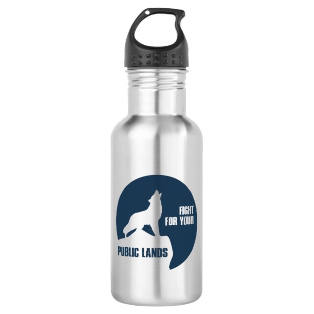 Der Kampf um Ihr öffentliches Land Wolf Edelstahlflasche (Vorderseite)
