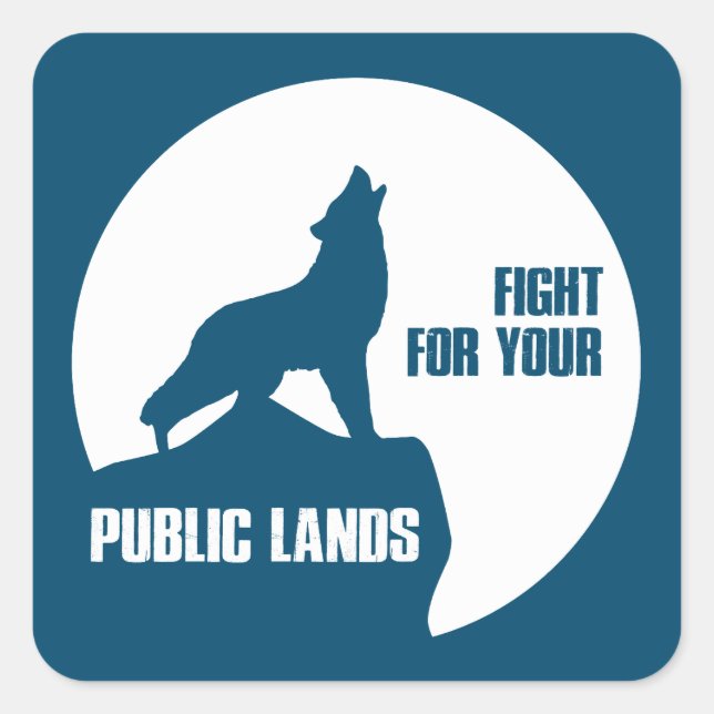 Der Kampf um Ihr öffentliches Land Wolf Quadratischer Aufkleber (Vorderseite)