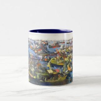Der Kampf von Lepanto 1571 Zweifarbige Tasse