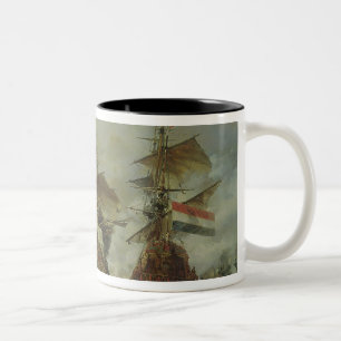 Der Kampf von Texel, am 29. Juni 1694 Zweifarbige Tasse