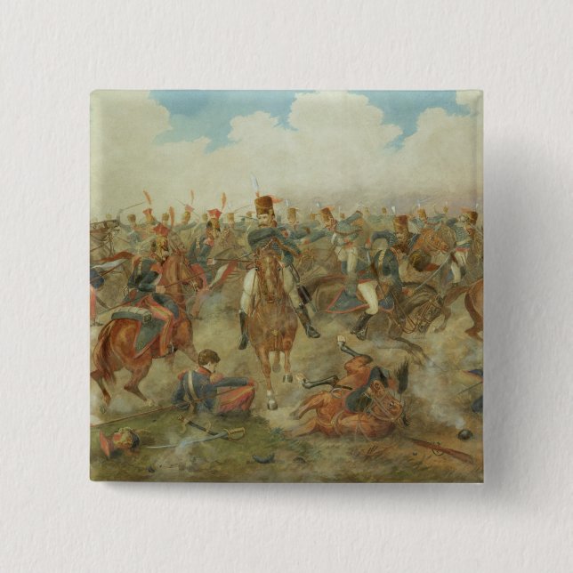 Der Kampf von Waterloo, am 18. Juni 1815 (w/c auf Button (Vorderseite)