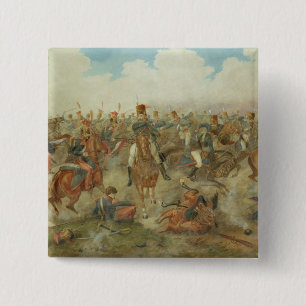 Der Kampf von Waterloo, am 18. Juni 1815 (w/c auf Button