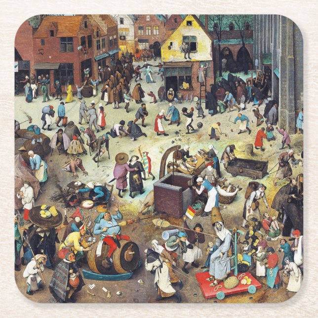 Der Kampf zwischen Karneval und Lent, Bruegel Rechteckiger Pappuntersetzer (Vorderseite)
