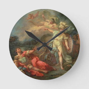 Der Kampf zwischen Mars und Minerva, 1771 (Öl auf Runde Wanduhr