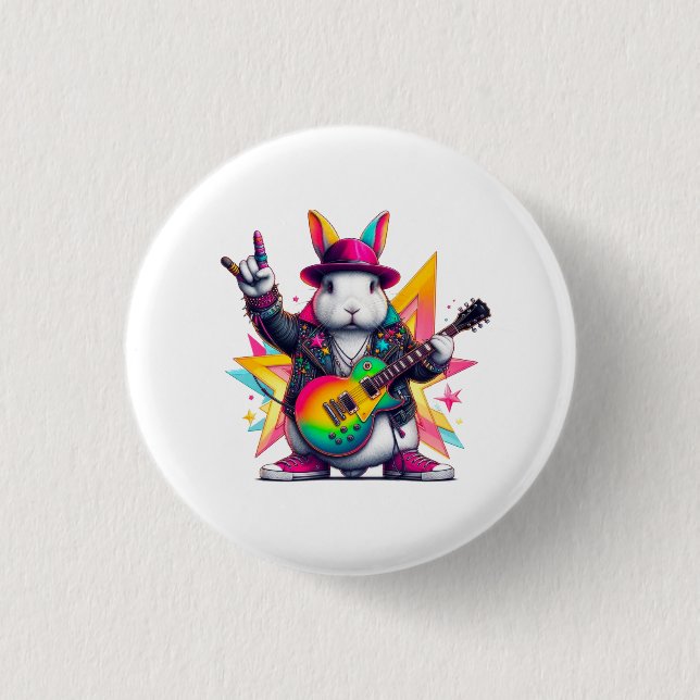 Der Kaninchenrockstar Button (Vorderseite)