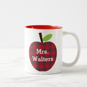Der karierte Apple des personalisierten Lehrers Zweifarbige Tasse