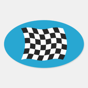 Der Karierte-Flagge-Aufkleber Ovaler Aufkleber