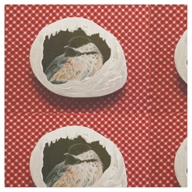 Der Karo Chickadee Stoff (Nahaufnahme)
