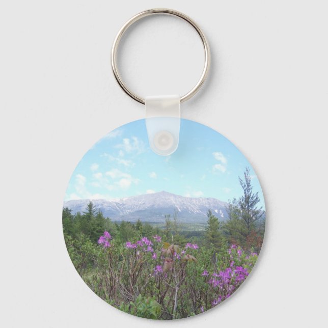 Der Katahdin-Berg und wild lebende Blume Schlüsselanhänger (Vorderseite)