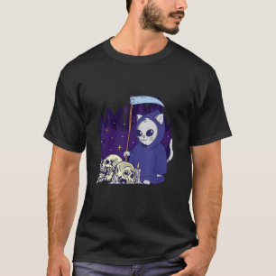 Der Katzen-Sense-Reiter Pflicht Vermummtes Skelett T-Shirt