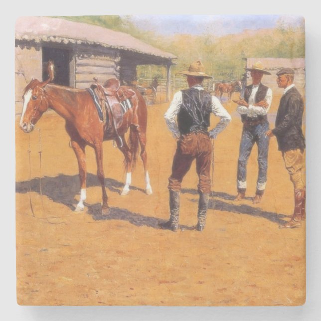 Der Kauf von Polo Ponys im amerikanischen Wilden W Steinuntersetzer (Vorderseite)