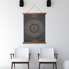 Der Khaki Crocodylus porosus mandala art Wandteppich Mit Holzrahmen