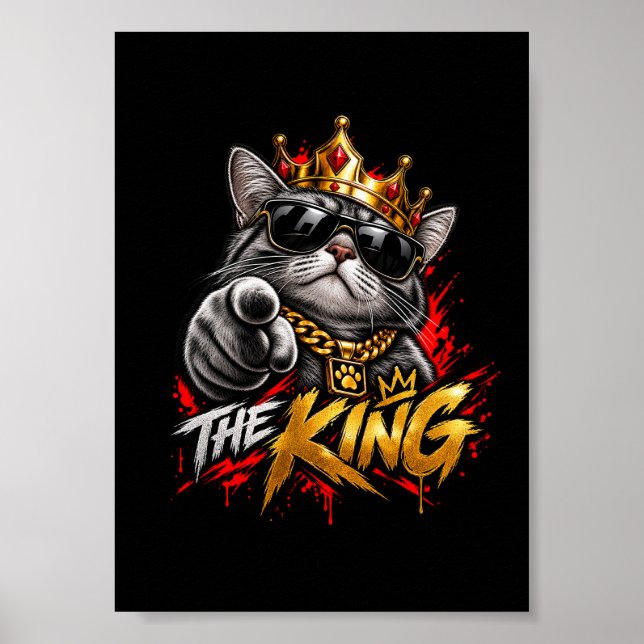 Der King Cool Cat Crown Poster Digitale Kunst (Vorne)