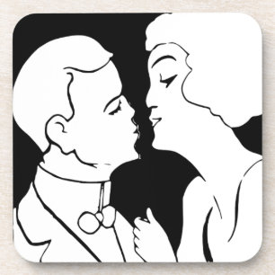 Der Kiss Deko Retro in Schwarzweiß Getränkeuntersetzer