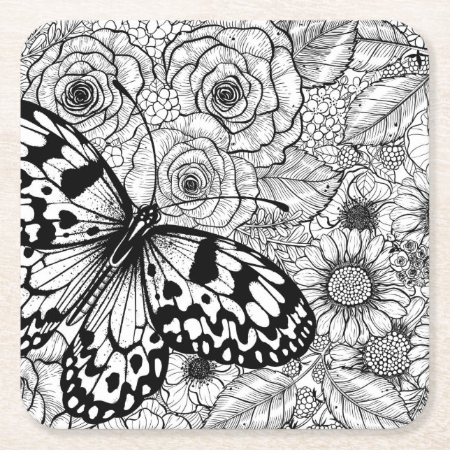 Der Kite-Garten aus Papier Rechteckiger Pappuntersetzer (Vorderseite)