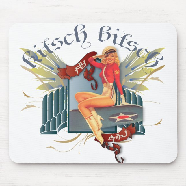 Der Kitsch Bitsch: Fliegen-Mädchen-Tätowierung Mousepad (Vorne)