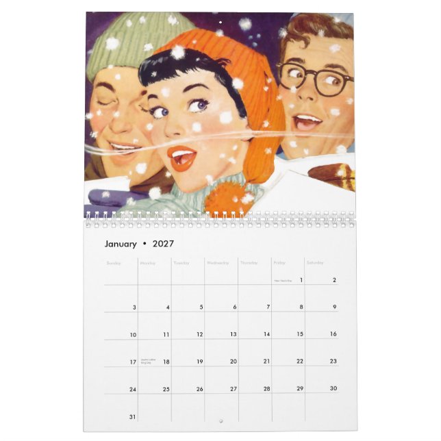 Der Kitsch Bitsch: Lebender Retro Monatskalender Kalender (Jan 2027)