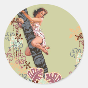 Der Kitsch Bitsch : Up A Tiki Tree! Runder Aufkleber