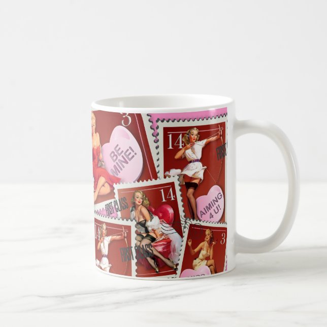 Der Kitsch Bitsch: Valentines-Briefmarken-Sammlung Kaffeetasse (Rechts)