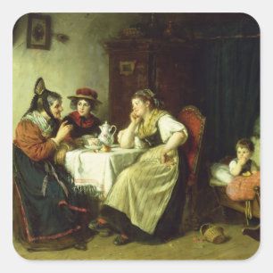 Der Klatsch, 1887 Quadratischer Aufkleber