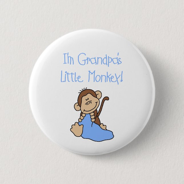Der kleine Affe des Großvaters - blaue T-Shirts Button (Vorderseite)