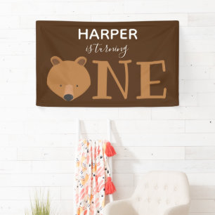 Der kleine Bär macht ein Tier zum ersten Geburtst Banner