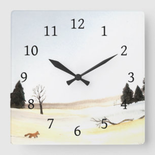 Der kleine Fuchs Quadratische Wanduhr