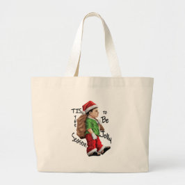 Der kleine Helfer des Weihnachtsmannes in Aktion Jumbo Stoffbeutel