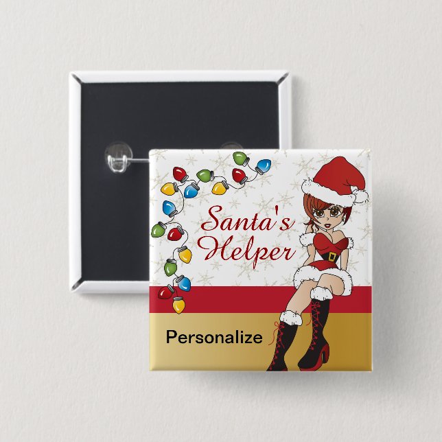Der kleine Helfer des Weihnachtsmanns Button (Vorne & Hinten)