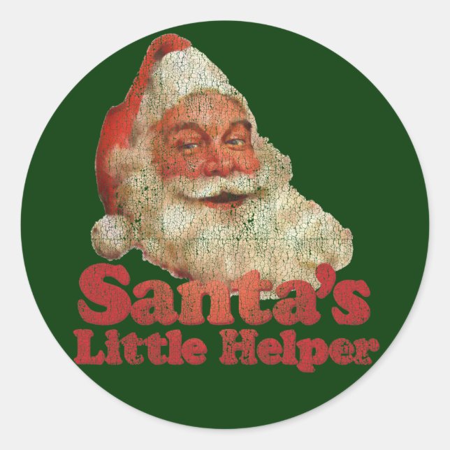 Der kleine Helfer des Weihnachtsmanns Runder Aufkleber (Vorderseite)