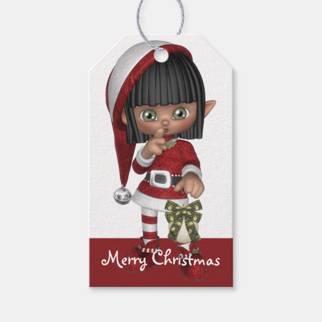 Der kleine Helfer des Weihnachtsmanns - Weihnachte Geschenkanhänger (Vorderseite)