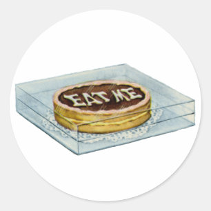 Der kleine Kuchen sagte Eat ich, also Alice tat! Runder Aufkleber