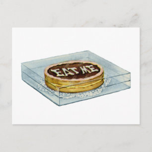 Der kleine Kuchen sagte: Iss mich, also tat Alice Postkarte
