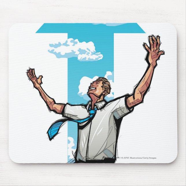 Der kniende Geschäftsmann, Pfeil unterzeichnen Mousepad (Vorne)