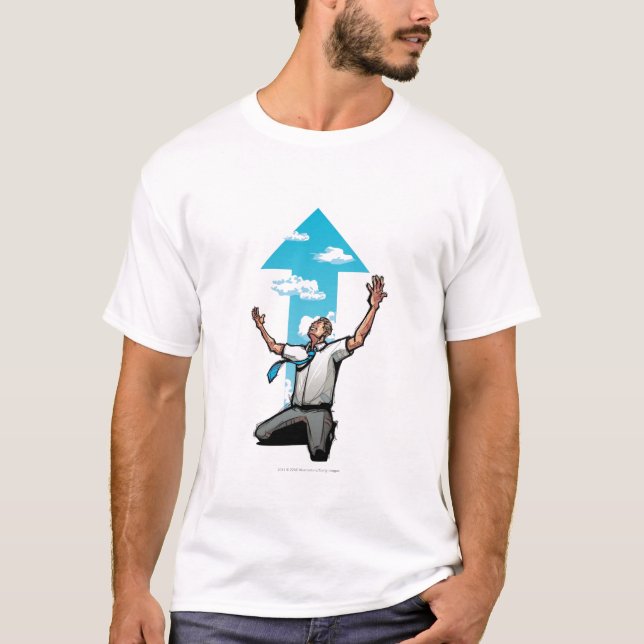 Der kniende Geschäftsmann, Pfeil unterzeichnen T-Shirt (Vorderseite)