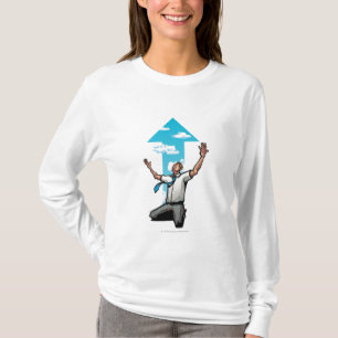 Der kniende Geschäftsmann, Pfeil unterzeichnen T-Shirt