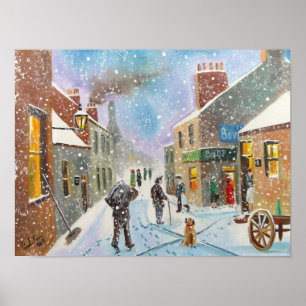 Der Kohlemann im Winter Britische Straßenszene Poster
