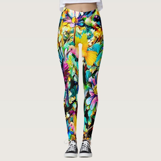 Der Kolibri-Garten - Damen-Frauen-Leggings Leggings (Vorderseite)