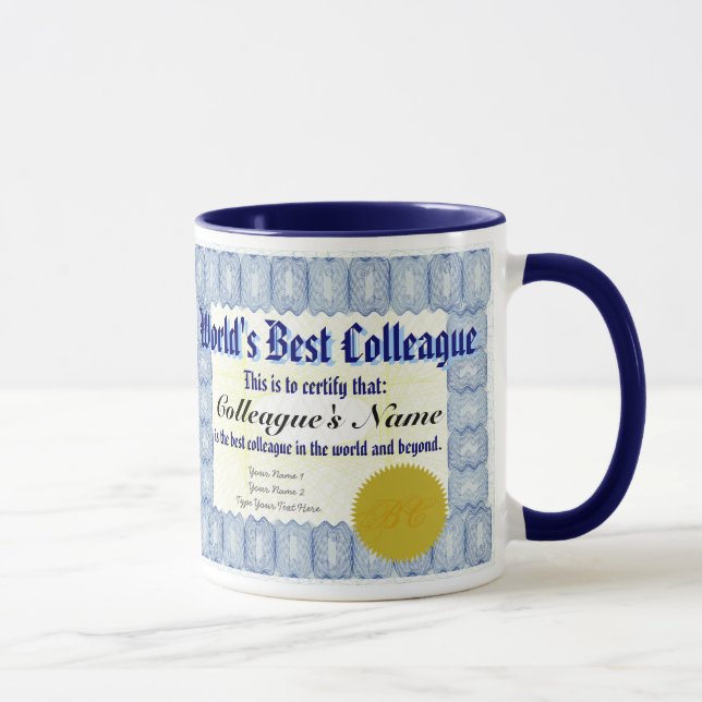 Der Kollege-Zertifikat-Tasse der Welt beste Tasse (Rechts)