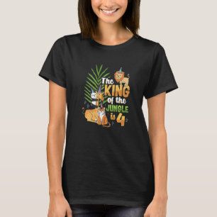 Der König des Dschungels ist 4 Geburtstag Zoo Anim T-Shirt
