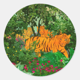 Der König des wilden Dschungels Tiger Runder Aufkleber