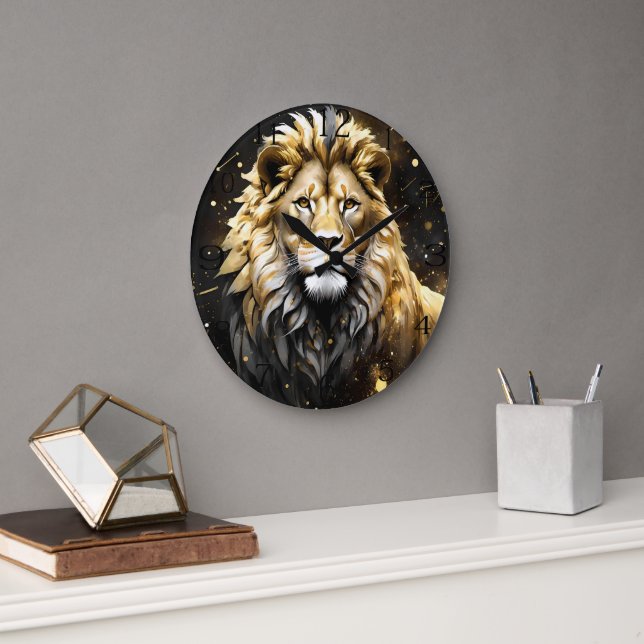 Der König: Majestic Gold und Graue Löwe, Große Wanduhr (Büro)