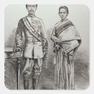 Der König und die Königin von Siam Quadratischer Aufkleber
